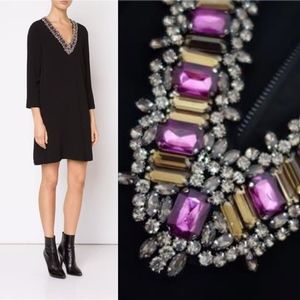 Alice + Olivia Embellished V neck Shift dress